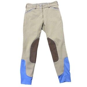 DOVER Saddlery Women’s Sz 12 Riding Breeches Suede Knee Patch Brown Tan